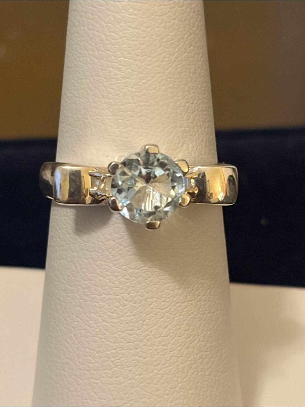 Classic blue topaz Solitaire Ring in Light Blue - set in sterling silver